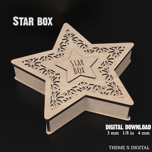 Stern-Box-Svg Laserschnitt-Dateien - Stern-Box-Svg-Dateien für das Laserschneiden, um eine benutzerdefinierte Geschenkbox, Schmuckschatulle, Stash Box, Memory Box usw