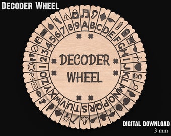 Decoder Cypher Wheel Puzzle SVG Laser Cutting Files - 3D Puzzle Laser Cut Decoder Wheel Perfect For Escape Room Props & For Kids # 172