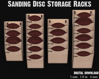 Schuurschijfhouder garageopslag SVG-lasersnijbestanden - schuurpapieropslag voor houtbewerkingsworkshops en garage-organisatie #165