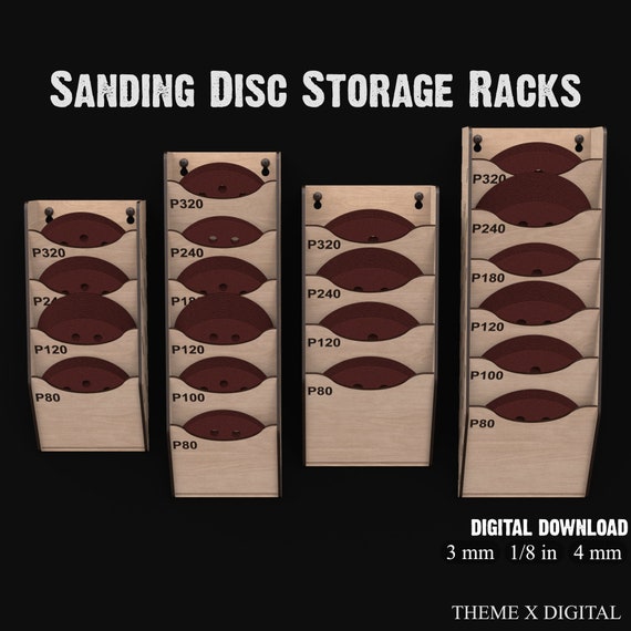 Sanding Disc Holder Garage Storage SVG Laser Cutting Files -  Sandpaper Storage For Wood Working Workshops and Garage Organization #165
