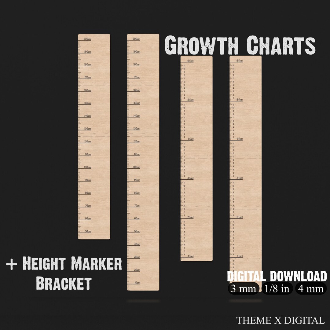 Kids Growth Chart Ruler SVG Laser Cutting Files - Family Growth Chart ...