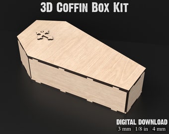 3D Coffin Svg Laser Cut Files, Coffin Box Svg Laser Cutting Files For Lightburn, Glowforge, XTool, Coffin Shelf Stash Box #060