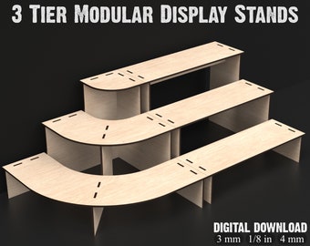 Modular 3 Tier Display Stand Svg Laser Cut Files, 3 Tiers Retail Stand Svg Files, Indoor Plant Stand Svg Files For Laser Cutting #042