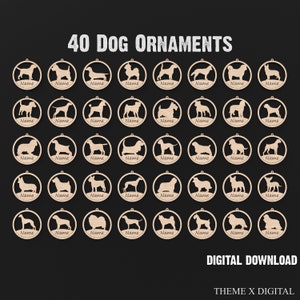 40 personalisierte Hunde Ornamente Laser Cut Dateien - 40 personalisierte Haustier Ornamente für Glowforge - Lightburn - Lightburn - Glowforge 2021