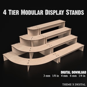 4 tier modulaire displaystandaards SVG-lasersnijbestanden, perfect voor onderweg Craft Show Display houten planken, plantenstandaards voor binnen en meer #175
