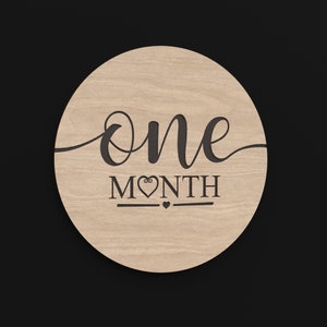 One Month Baby Milestone Disc made from our Svg Laser Cutting Files Digital Download.
