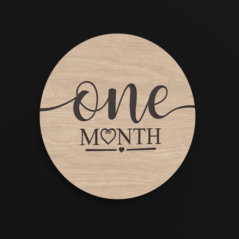 One Month Baby Milestone Disc made from our Svg Laser Cutting Files Digital Download.