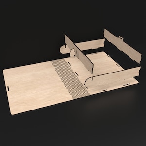 An Exploded View Of Our Wooden Book Box made from our svg laser cutting files digital download.