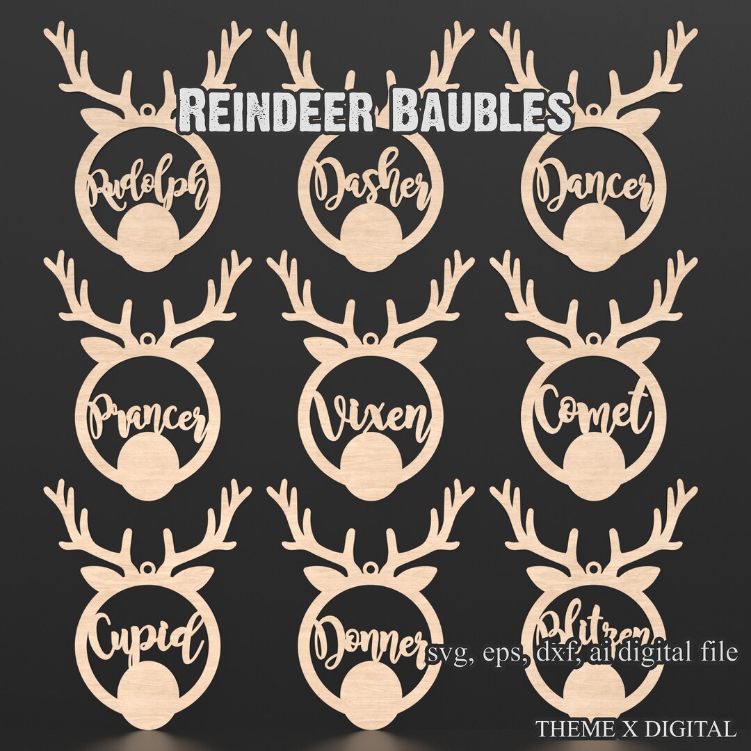 Santas Reindeer Svg Laser Cutting Files Reindeer Christmas Ornament Santas Reindeer Svg Laser Cutting Files Reindeer Christmas Ornament