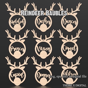 Santas Rentier Laser-Cutting-Dateien, Rentier Weihnachtsverzierung SVG-Dateien, Weihnachten Vektor-Dateien für Xtool, Lightburn, Glowforge #025