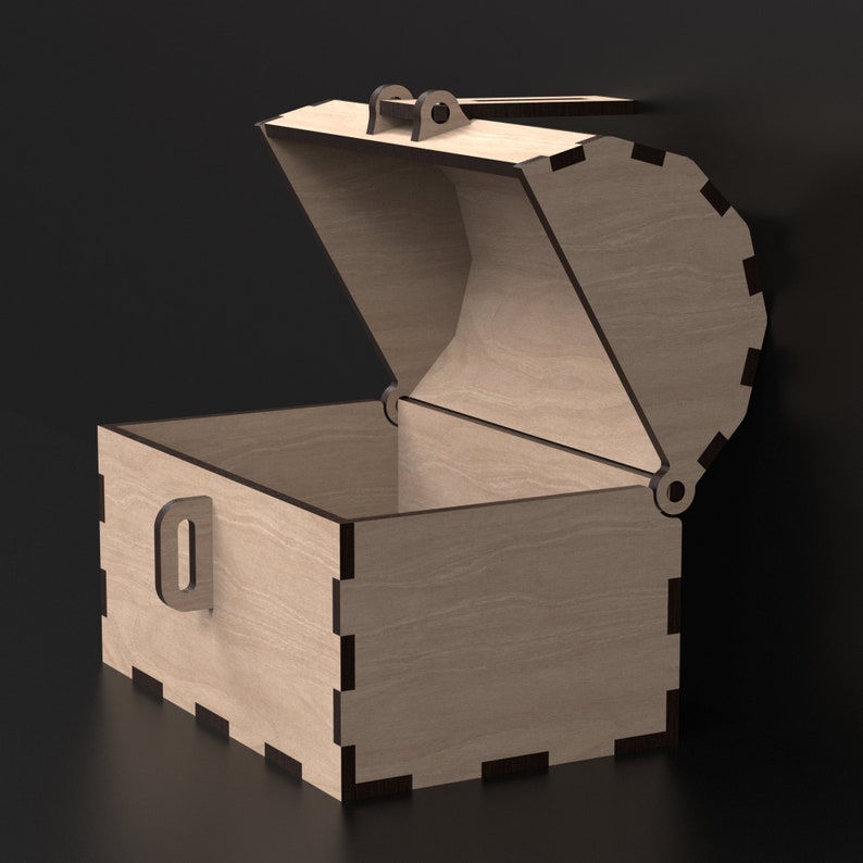 Kids Wooden Treasure Chest Money Box, crafted using our digital SVG Laser Cutting Files, available for instant download.