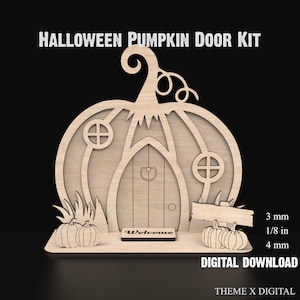 Halloween Pumpkin Door Scene Craft Kit Laser Cut Files - Halloween Svg Perfect for Craft Kits For Kids and Halloween Crafts Laser Files #180