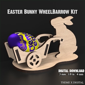 Kit de création de fichiers de découpe laser SVG brouette lapin de Pâques - bricolage cadeaux de Pâques et décorations fichiers laser 3D, Glowforge, XTool, Lightburn #128