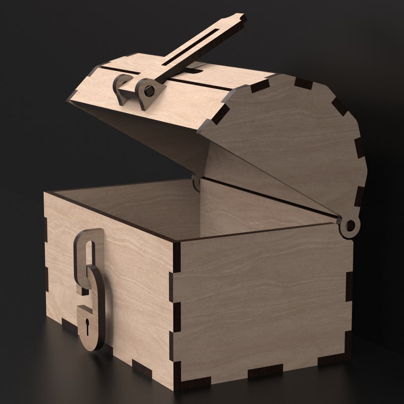 Kids Wooden Treasure Chest Money Box Piggy Bank, designed with our digital SVG Laser Cutting Files, ready for instant download.