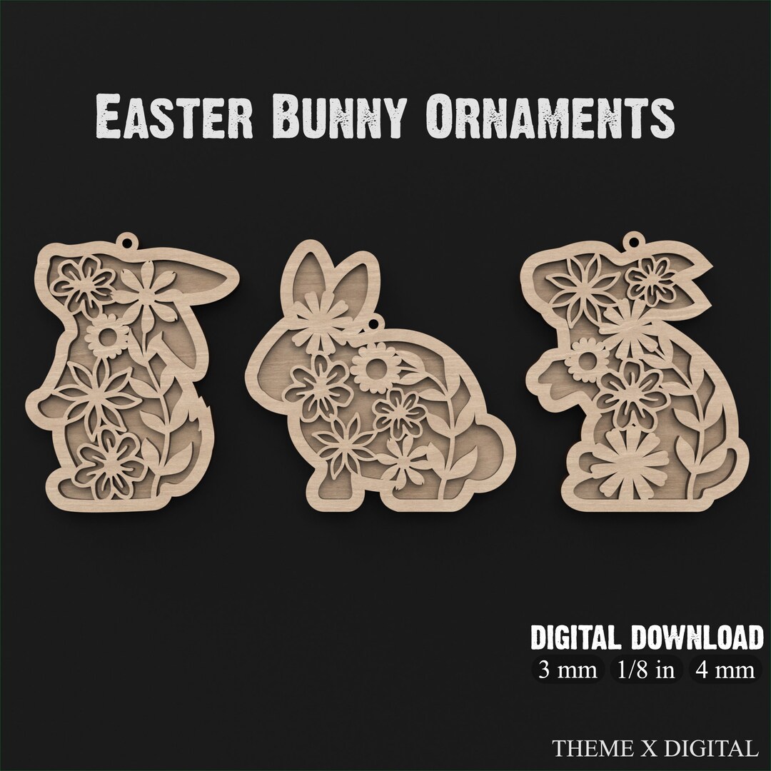 Easter Bunny SVG Laser Cutting Files - 3D Hanging Easter Bunny ...