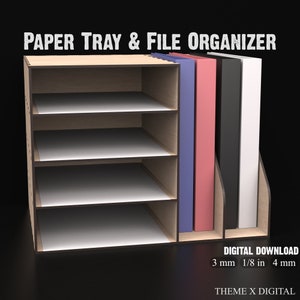 Paper Tray File Holder Desk Organizer SVG Laser Cutting Files - Paper & File Desktop Organizer - Desk Shelf  For Ideal Desk Accessories #162