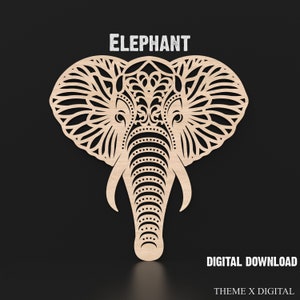 Olifant Svg lasersnijden bestand, olifant Mandala Svg Laser Ready-bestanden, geometrische olifant hoofd Svg digitale download #049