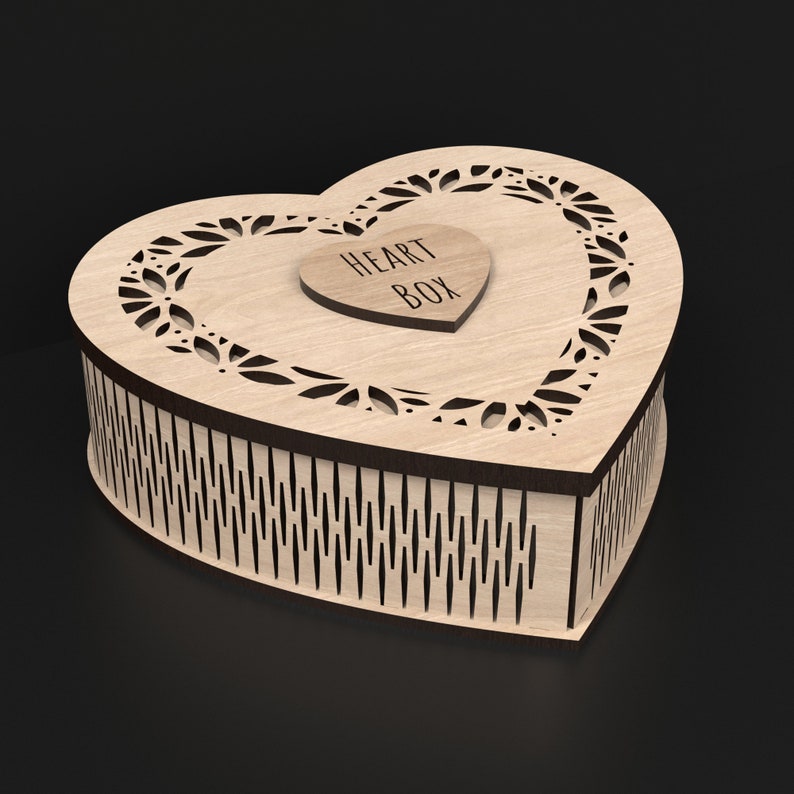 Our Laser Cut Personalized Wooden Heart Jewelery Box made from our Svg laser cutting files digital download.