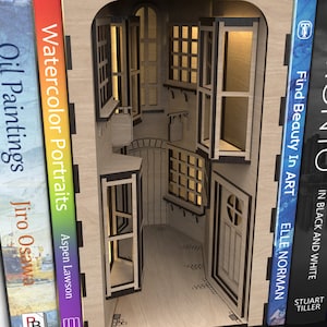 Our Magic Alley Book Nook Kit Perfect for Book Shelf Decor made from our svg laser cutting files digital download.