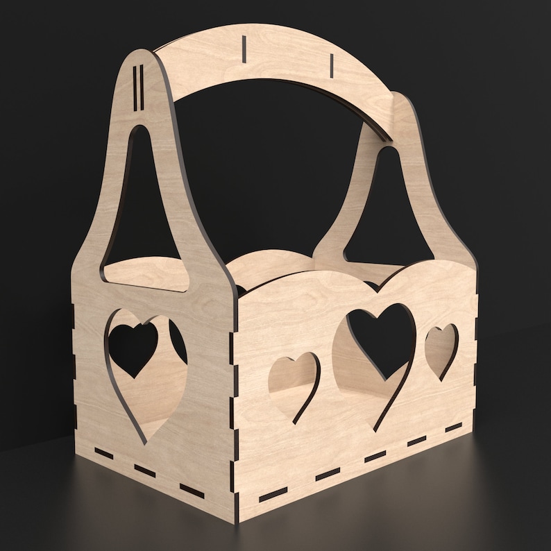 A Flower Storage Basket With Handle Carry Crate made from our svg laser cutting files digital download.