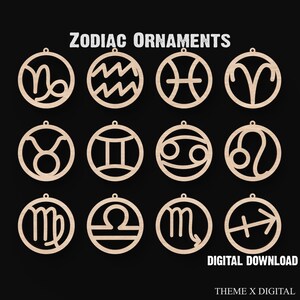 Fichiers de découpe laser SVG ornement du zodiaque - Sagittaire Taureau Gémeaux Balance Verseau Noël zodiaque fichiers SVG pour Lightburn XTool etc. #191