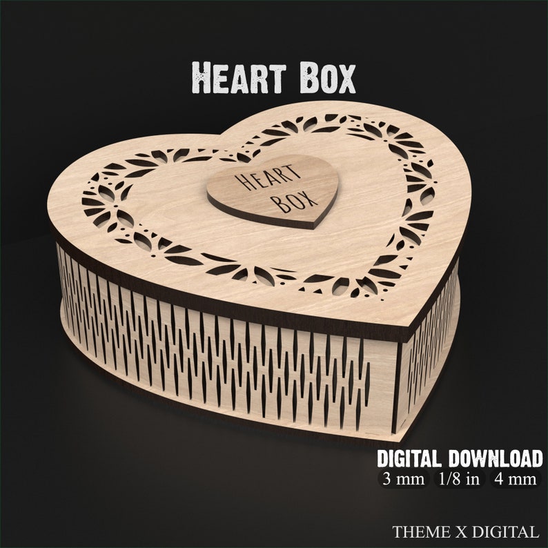 Heart Box Valentines Day Gift made from our Svg laser cutting files digital download.