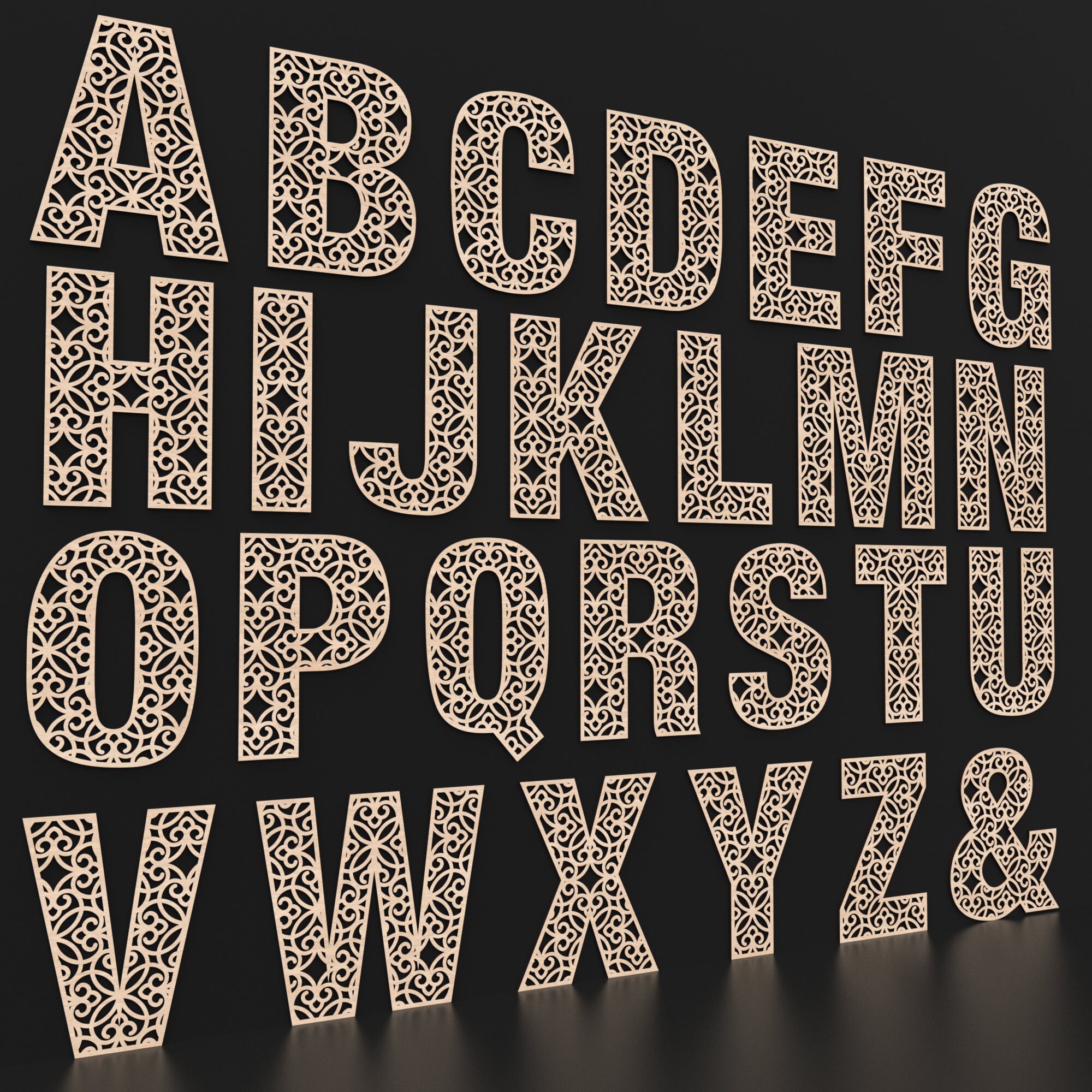 Decorative Wall Letters Alphabet Svg Laser Cut Files, Wooden Letters A ...