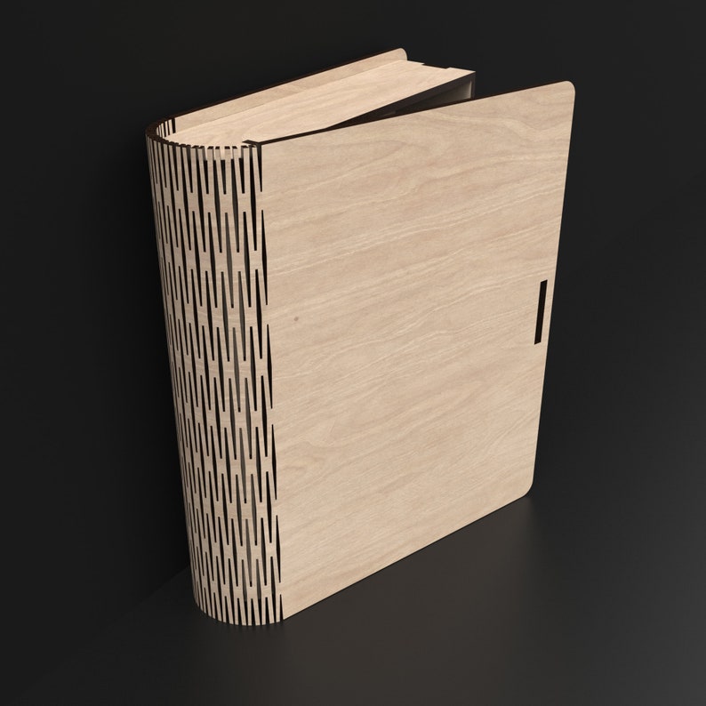 A Wooden Book Box made from our svg laser cutting files digital download.