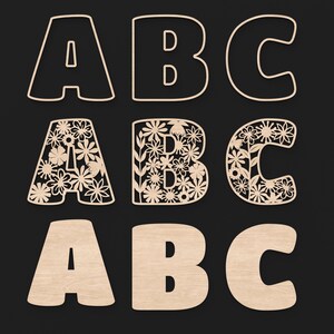 The Letters A, B and C Floral Flower Letters With 3 Layers made from our Svg laser cutting files digital download.
