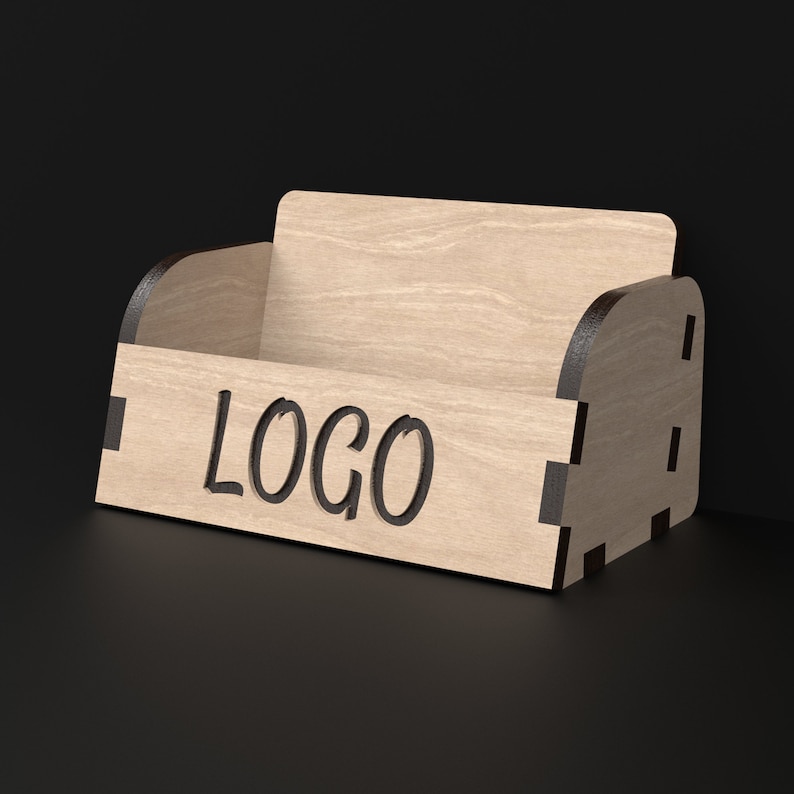 A Business Card Stand made from our Svg Laser Cutting Files Digital Download.