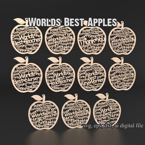 Worlds Bet Teacher Appreciation Apple Svg Laser Cut Files, Teacher Appreciation Svg Bundle, Teacher Quote Svg, Vector Files For Wood #003