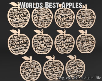 Worlds Bet Teacher Appreciation Apple Svg Laser Cut Files, Teacher Appreciation Svg Bundle, Teacher Quote Svg, Vector Files For Wood #003