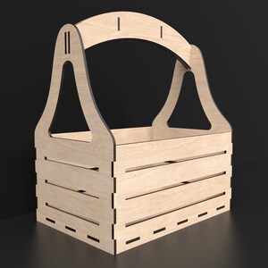 A Flower Basket With Handle Carry Crate made from our svg laser cutting files digital download.