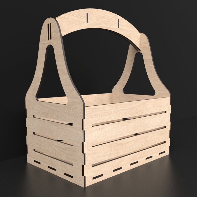 A Flower Basket With Handle Carry Crate made from our svg laser cutting files digital download.