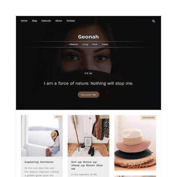 Geonah • Blogger/Blogspot Theme, Responsive Modern Minimalist blogger template, Fashion Premium blogger theme, Feminine blogspot layout