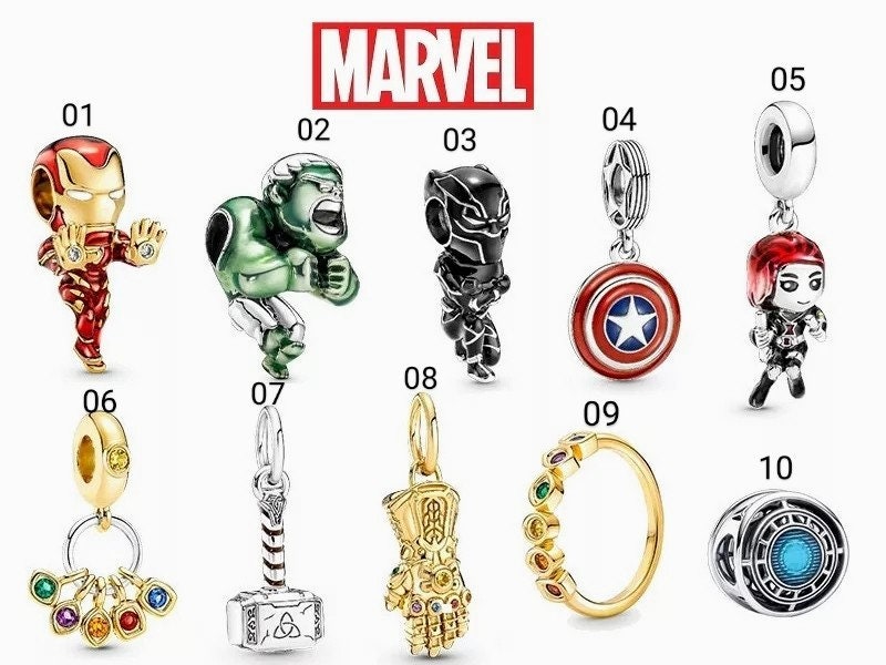 The Avengers Chibi Form Characters 15mm Enamel Charm Bracelet - Polished  Silver Finish Chain Bangle Jewelry with Colorful Beads for Men & Women -  Cool