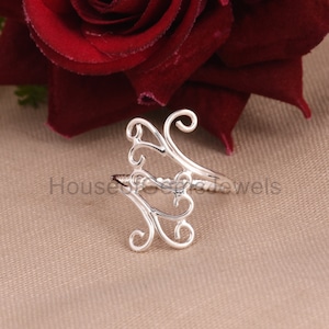 925 Sterling Silver Ring, Swirl Rings, Arthritis Rings, Scroll Rings, Stackable Rings, Long Ring, Wedding Rings ,Party Jewelry, Gift For Her