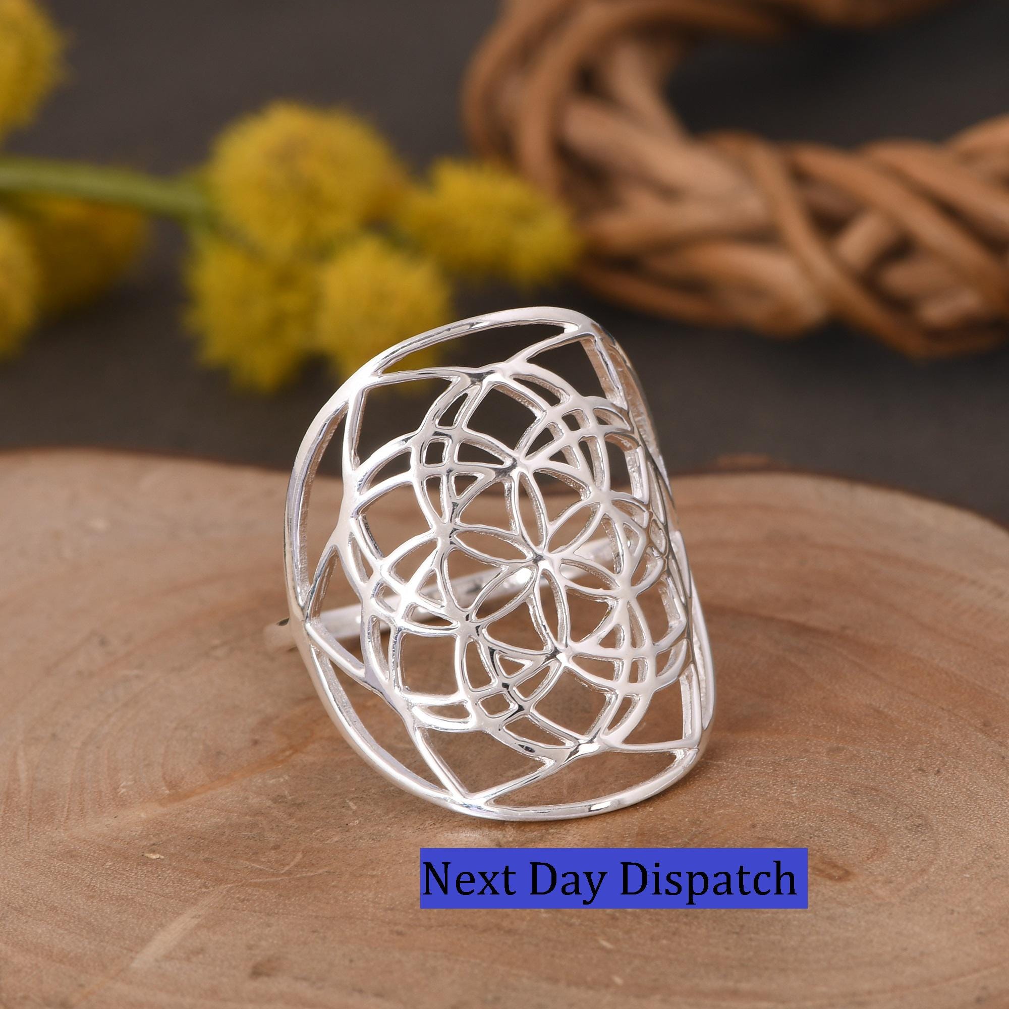 Seed Of Life Ring - Sacred Geometry  Ring - Mandala Ring - Meditation Ring - Beautiful Ring - Gift Ring - Statement Ring - For Daughter