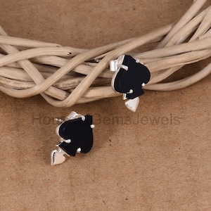 Black Onyx Earrings, Dainty Spades Earrings, Fine 925 Sterling Silver Earrings, Poker Earrings, Anniversary Gift Earrings, Bridesmaid Gift