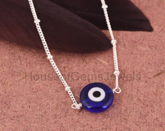 Stunning Evil Eye Necklace, 925 Sterling Silver Necklace, Adjustable Chain Necklace, Handmade Necklace, Gift For Anniversary