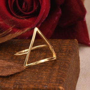 Triangle Ring - Gold Plating Triangle Ring -Minimalist Ring - Open Triangle Ring- Simple Ring - Geometric Ring - Graduation Ring -Gift Ring