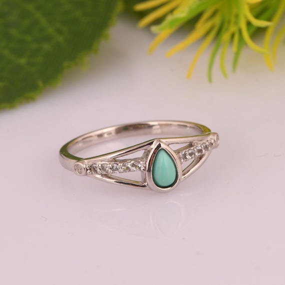 指輪・リング Arizona White Turquoise Ring Hand Made Arizona Turquoise Ring: White Topaz, Sterling Silver Gemstone