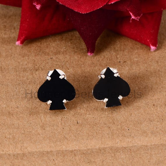 Jewelry Earrings For Black Suit Black Onyx Studs Earrings, Ace Of