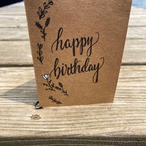 Happy Birthday Card; Minimalist Birthday; Floral with white accent