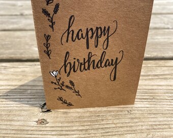 Happy Birthday Card; Minimalist Birthday; Floral with white accent