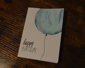 Happy Birthday Card/Watercolor Birthday Card/Balloon Card/Birthday Card With Candle/Handmade Card