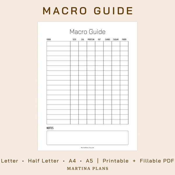 Macro Tracking Guide - Etsy