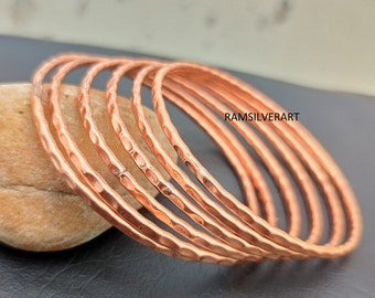 Pure Copper Bangle, Set Of 7 Solid Copper Bangle, Set of 7 PCs, Handmade Bangle, Pure Handmade, Copper Jewelry, Women Bangles, Everyday Use