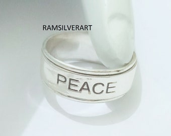 Sterling silver ring spinner band Peace solid hallmarked 925 Peace Ring, Harry Styles Inspired Ring, Statement Ring ,Everyday Ring