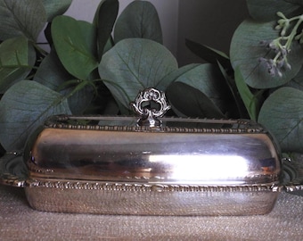 Silver Plate Covered Butter Dish and Liner Tray